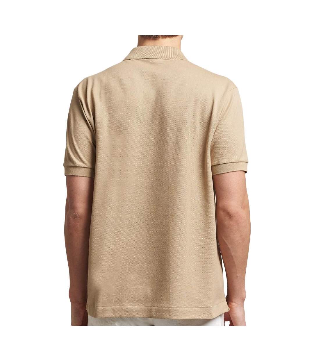 Polo beige foncé homme lacoste original-2