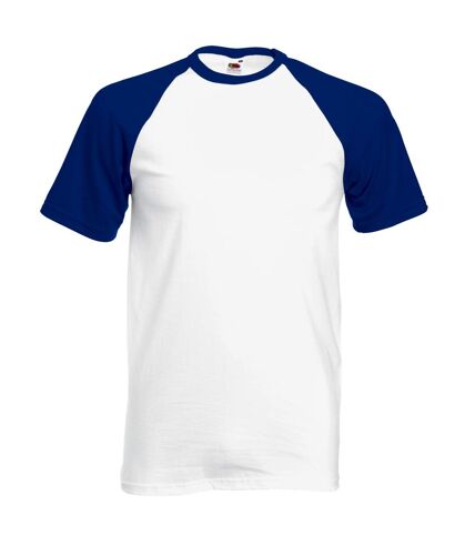 Fruit Of The Loom Mens Short Sleeve Baseball T-Shirt (White/Royal Blue)