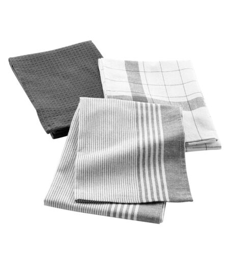 Lot de 3 Torchons Vibrato 50x70cm Anthracite