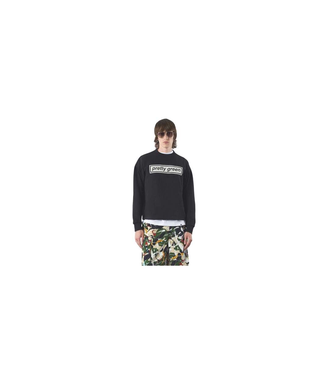 Mens Box Logo Cotton Sweatshirt Black Pretty Green-1