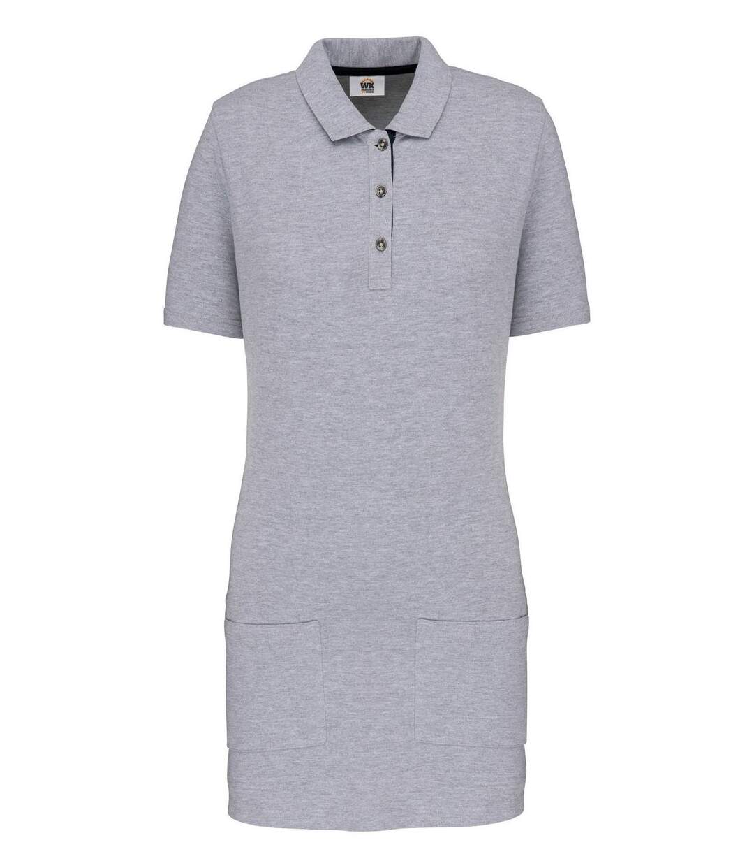 Polo de travail long - Femme - WK209 - gris chiné et marine