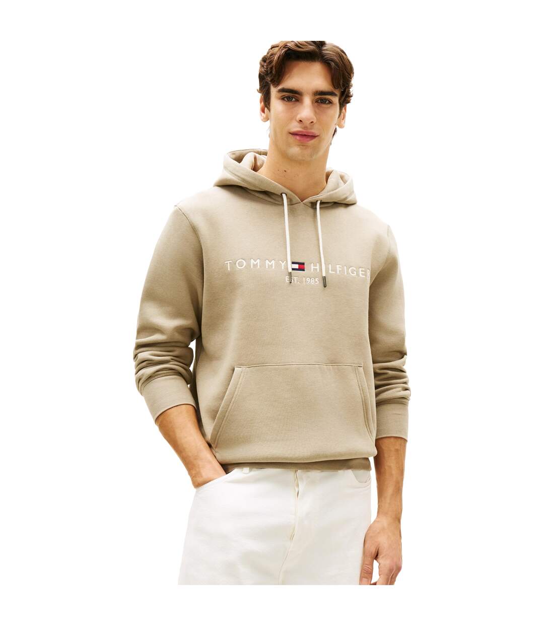 Mens Logo Hoodie Beige Tommy Hilfiger-4