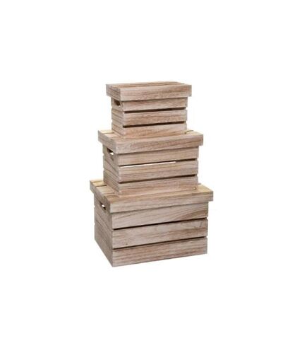 Lot de 3 Boîtes de Rangement Warm 38cm Naturel