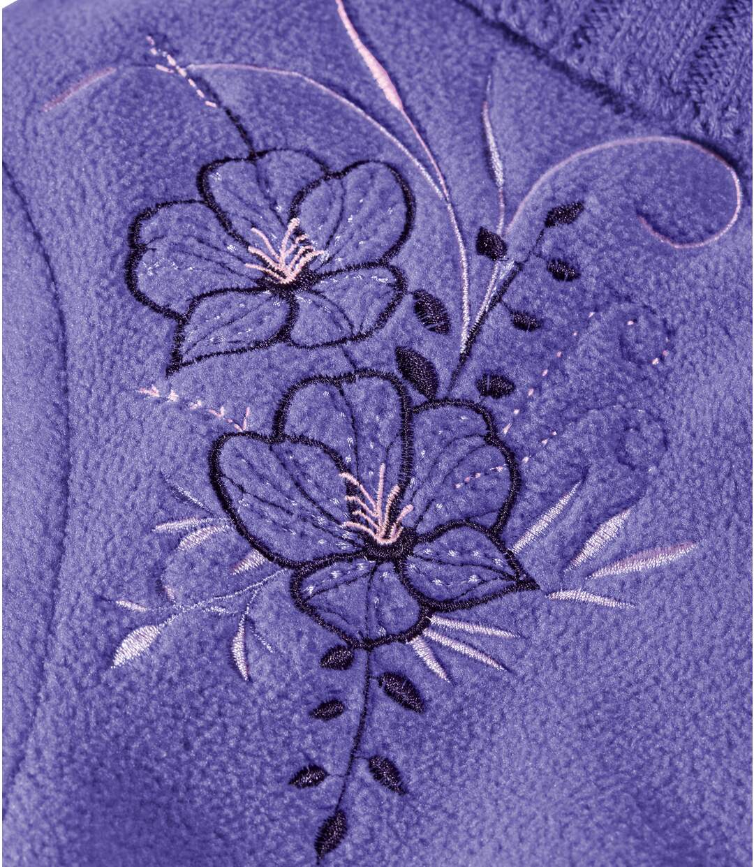 Chandail polaire à broderie femme - violet