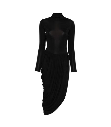 Womens/ladies Stretch Front Tie Midi Dress Black I Saw It First