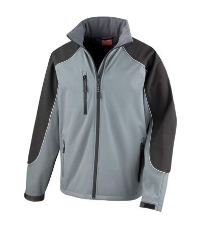 WORK-GUARD by Result Mens Ice Fell Hooded Soft Shell Jacket (Gray/Black)
