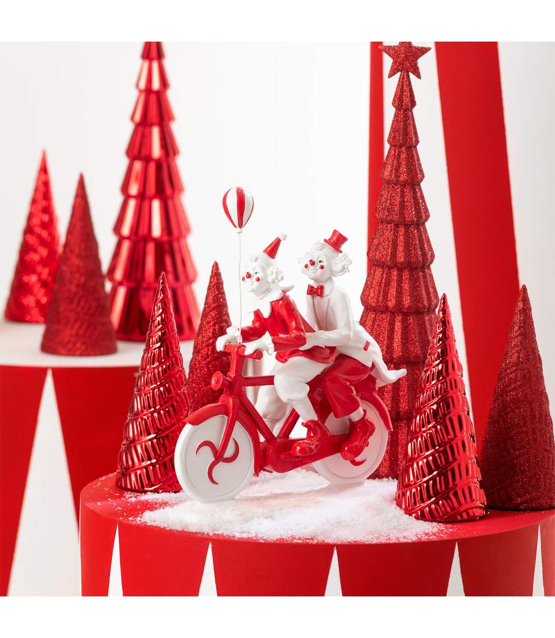 Statuette Clowns Vélo 26cm Blanc & Rouge-2