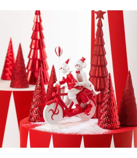 Statuette Clowns Vélo 26cm Blanc & Rouge