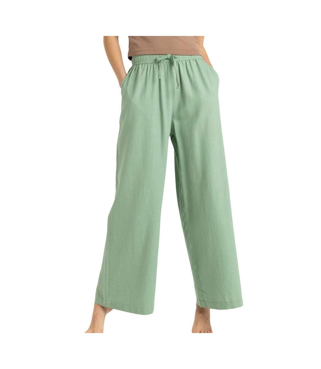 Pantalon fluide en lin vert femme roxy lekeitio break-1