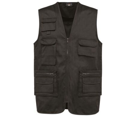 Gilet sans manches multipoches polycoton - Unisexe - WK609 - gris foncé