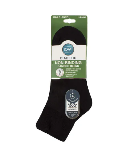 3 Pack Unisex Bamboo Diabetic Ankle Socks Soft Breathable Gentle Fit Everyday