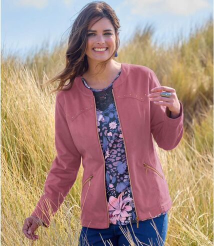 Women's Pink Faux Suede Jacket