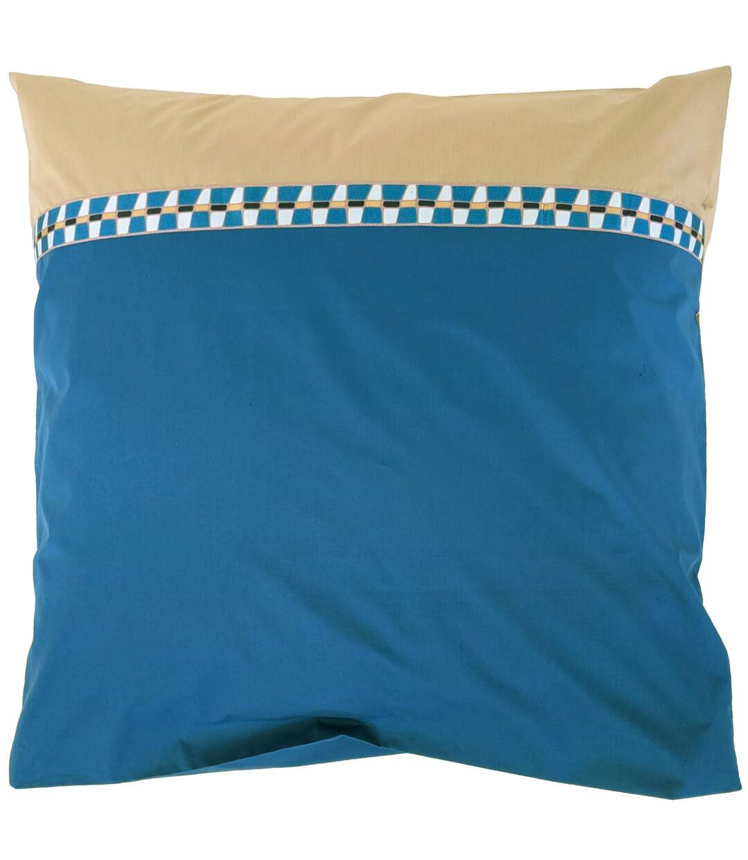 Parure de lit en percale de coton LINOA bleu cobalt Taie 65x65 cm-4