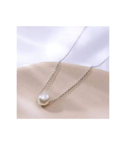 Gold Silver Plated Single White Pearl Minimalist Floating Pendant Necklace