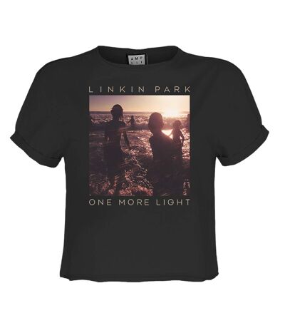Womens/ladies One More Light Linkin Park Crop Top Charcoal Amplified