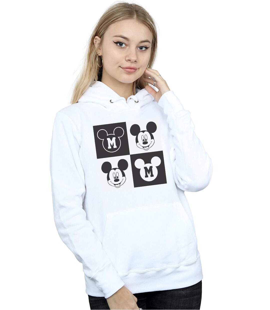 Disney - Sweat à capuche MICKEY MOUSE SMILING SQUARES - Femme (Blanc) - UTBI10588-2