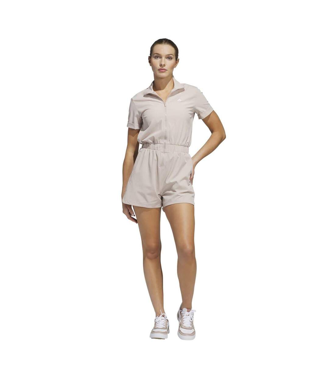 Combishort Manches Courtes Roulées Femme Taupe Adidas-1