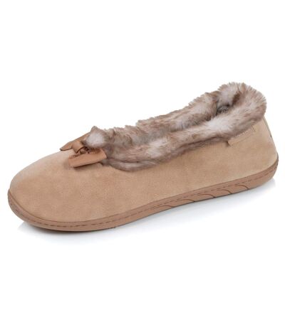 Isotoner Chaussons Ballerines femme en velours, semelle ultra confort, soutient votre voûte plantaire, mousse à mémoire de forme