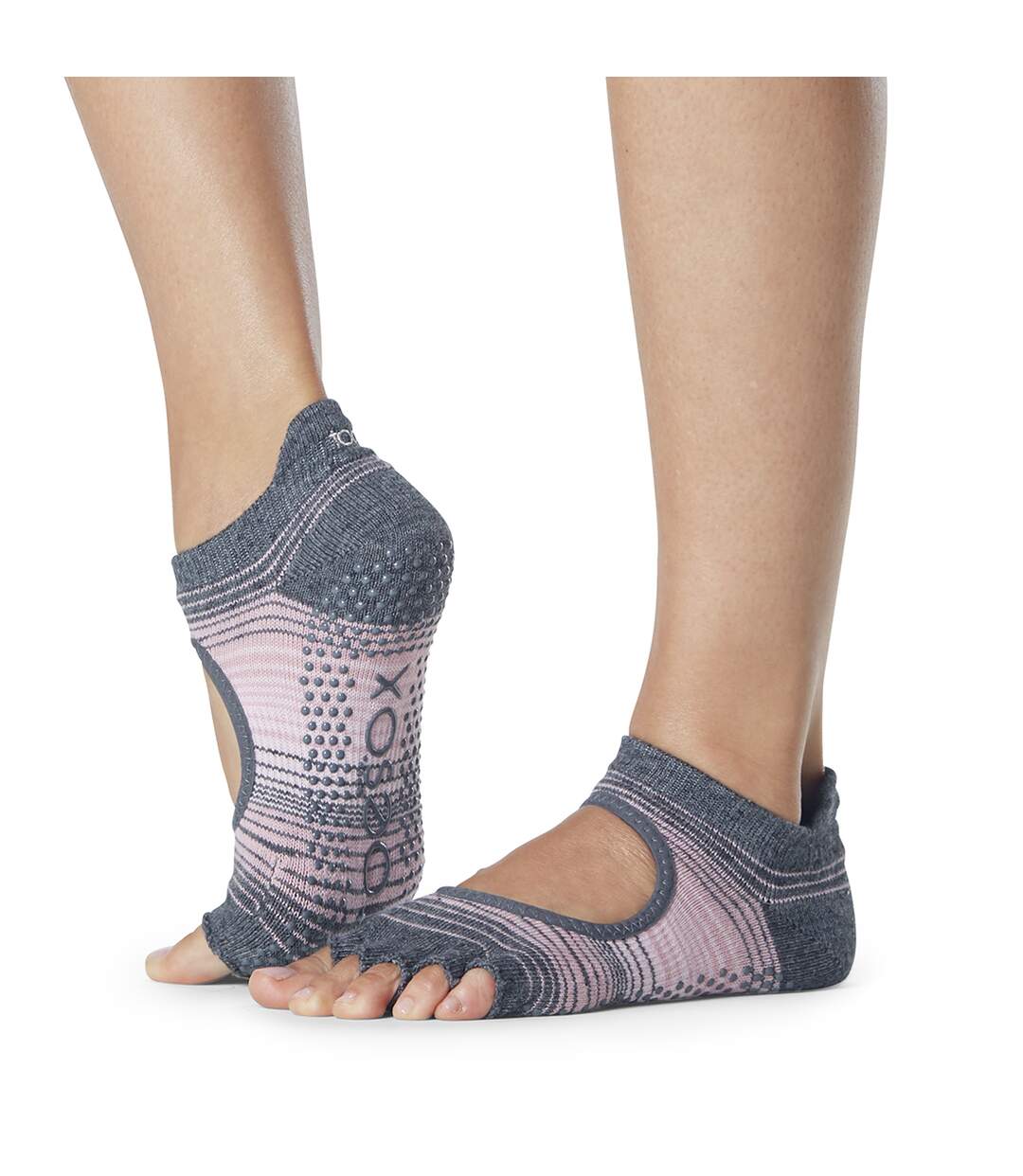 Toesox - Chaussettes à demi-orteils BELLARINA ECHO - Femme (Gris / Rose clair) - UTMQ230-1