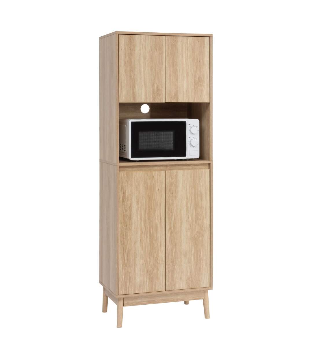 Buffet de cuisine 1 niche et 4 portes effet bois naturel ABANA - Beige-3