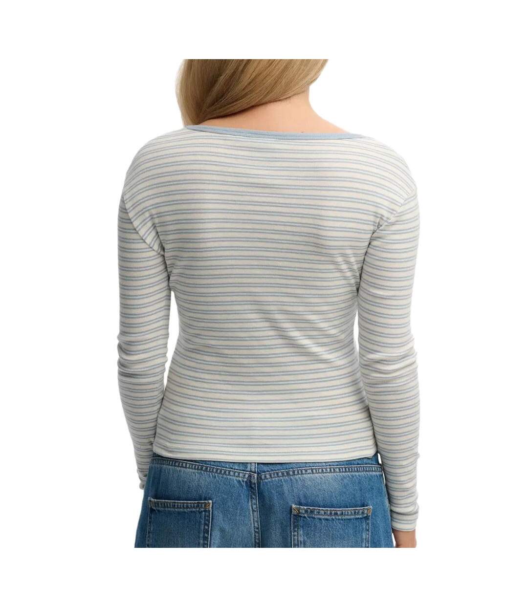 T-shirt manches longues bleu à rayures femme superdry striped-2