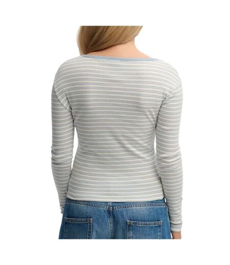 T-shirt manches longues bleu à rayures femme superdry striped