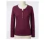 MAYFLOWER NINON4 : Tee-shirt manches longues prune en coton flammé avec patte boutonnée-3