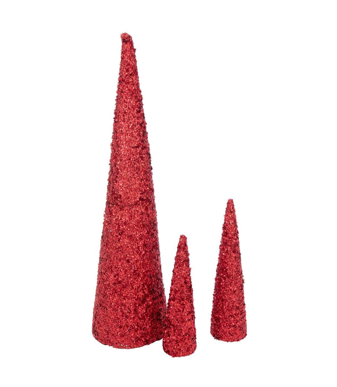 Déco Cône de Noël Sequins 46cm Rouge-2