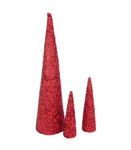 Déco Cône de Noël Sequins 46cm Rouge