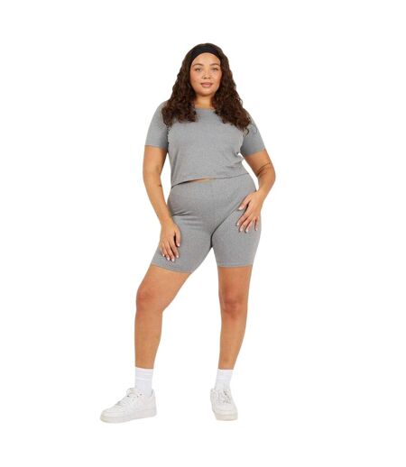 T-shirt Court Motif/style Uni Femme Gris Chiné Brave Soul