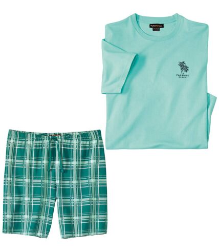 Men's Summer Pyjama Short Set - Turquoise 