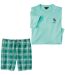 Men's Summer Pajama Short Set - Turquoise 