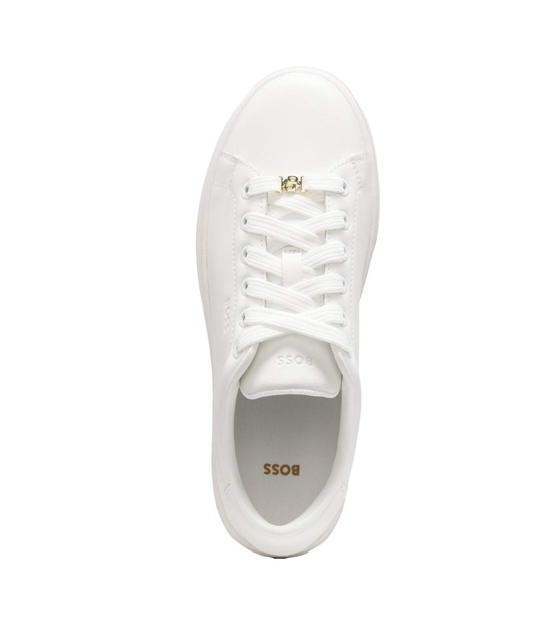 Womens/ladies Kieran Leather Flatform Trainers White Boss-3