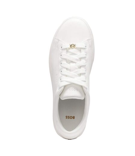Womens/ladies Kieran Leather Flatform Trainers White Boss