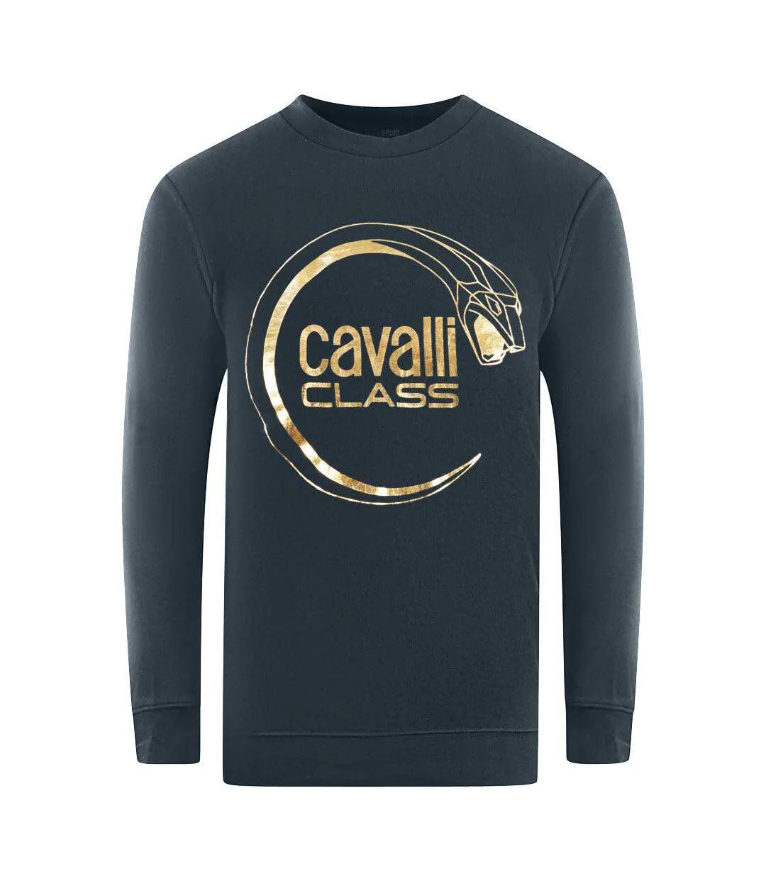 Unisex Adult Piercing Snake Logo Sweatshirt Navy Blue Cavalli Class-1