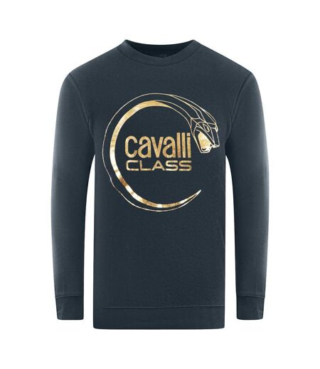 Unisex Adult Piercing Snake Logo Sweatshirt Navy Blue Cavalli Class