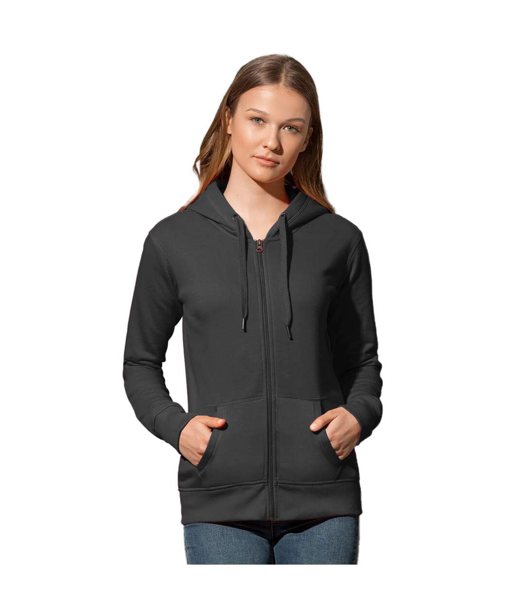 Sweatshirt femme active zippé noir Stedman-3