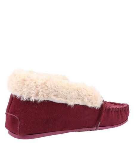 Womens/ladies philippa slippers burgundy Hush Puppies