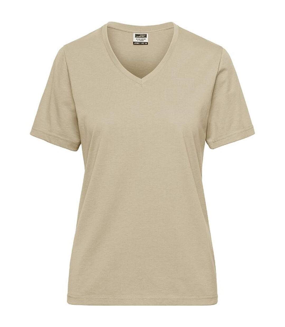 T-shirt de travail Bio col V - Femme - JN1807 - beige-1