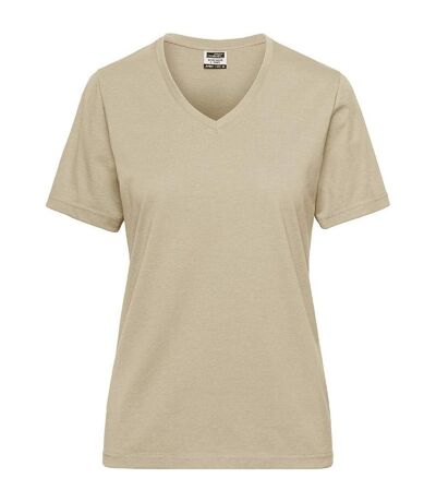 T-shirt de travail Bio col V - Femme - JN1807 - beige