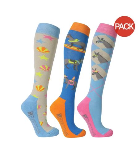 Chaussettes pour bottes adulte bleu mer / rouge orangé vif Hy Hy