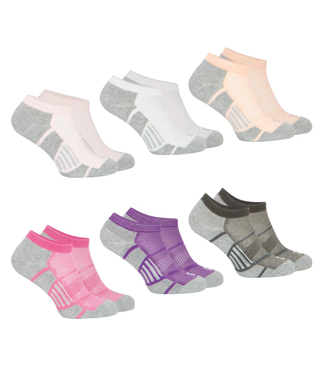 Lot de 6 paires de chaussettes ultra courtes femme Sport Wilson-1