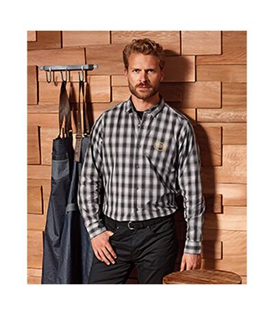 Mens Mulligan Check Long Sleeve Shirt Steel Black Premier