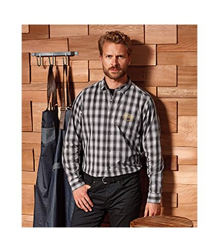 Premier Mens Mulligan Check Long Sleeve Shirt (Steel/Black) - UTPC3101