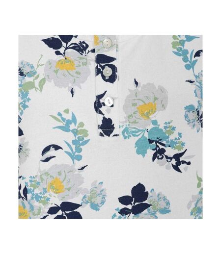 Womens/ladies Fleur Printed Vest Top Blue White Yellow Lazy Jacks