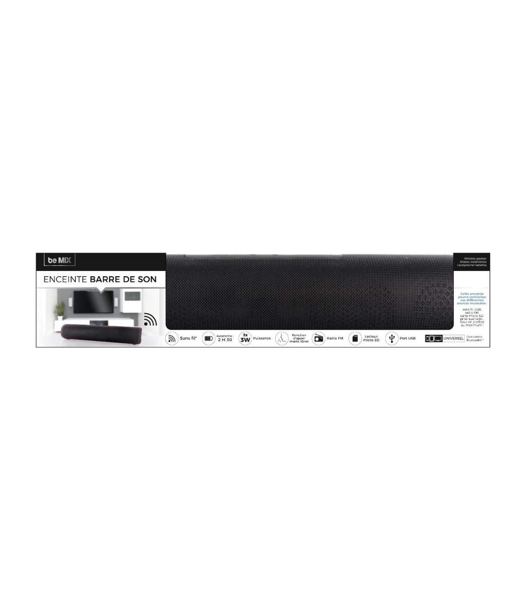 Enceinte Barre de Son 2 x 3 W 40cm Noir-3