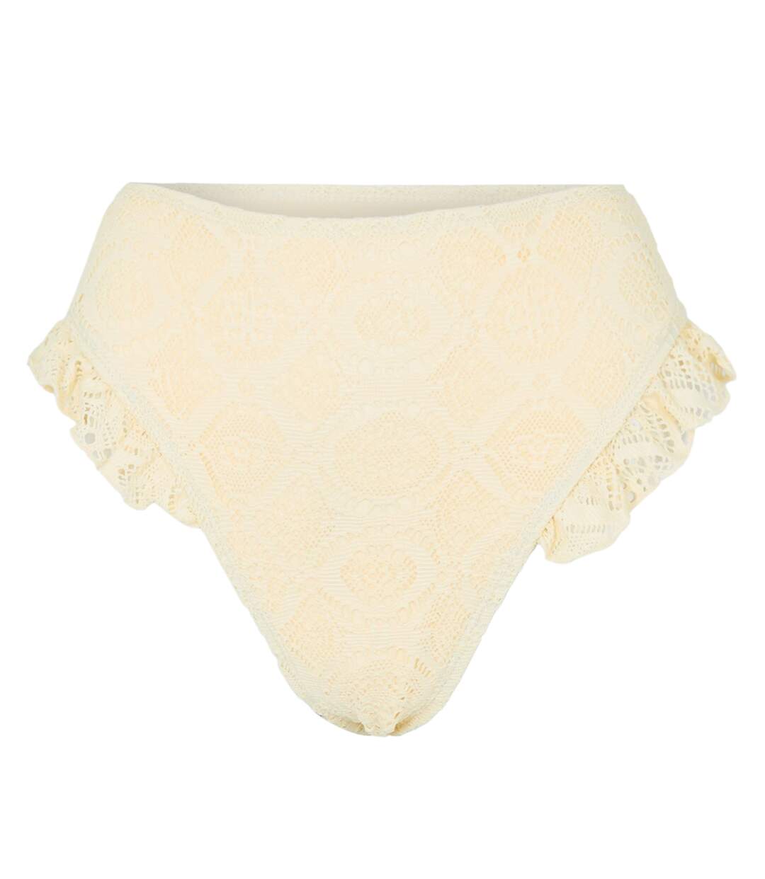 Womens/ladies Crochet Panel High Waist Bikini Bottoms Yellow Brave Soul-1