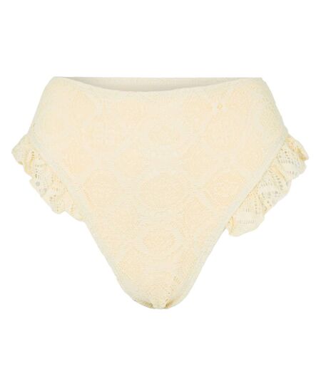 Womens/ladies Crochet Panel High Waist Bikini Bottoms Yellow Brave Soul