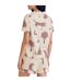 Womens/ladies Leopard Organic Cotton Pyjama Set Off White Chelsea Peers-3