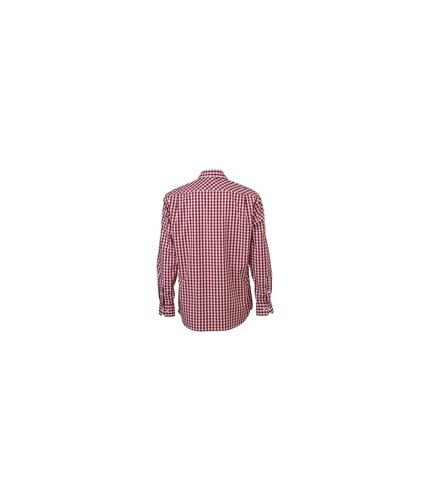chemise manches longues carreaux vichy HOMME JN617 - rouge bordeau